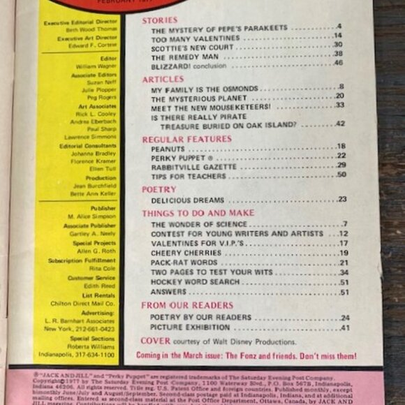 Vintage Jack & Jill Magazine February 1977 Mickey Mouse Club Mouseketeers - Picture 2 of 6